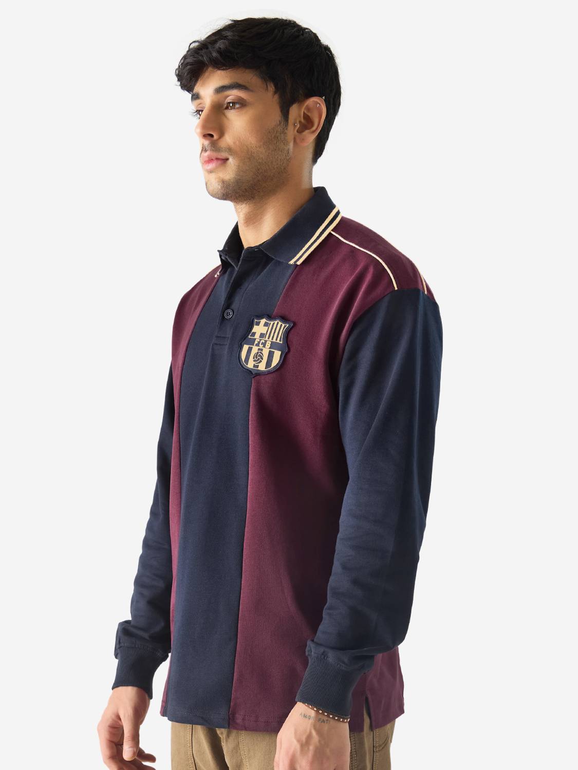 The Souled Store Colorblock Men Polo Neck Multicolor T-Shirt - Image 3