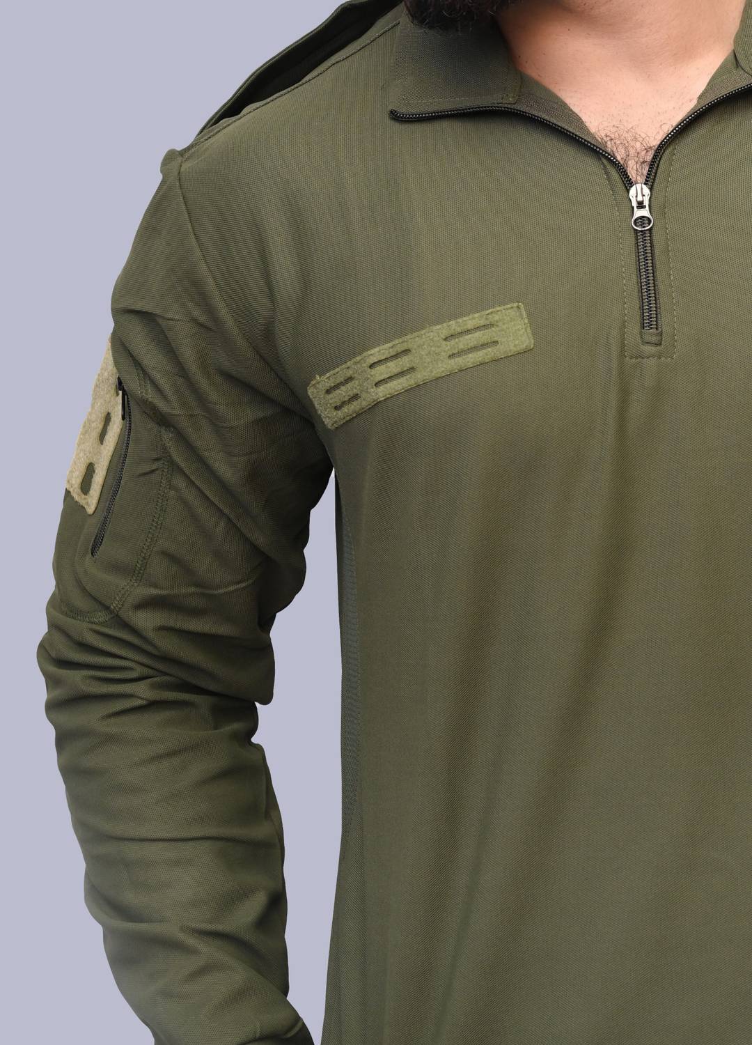 OMEE GOLD Military Camouflage Men Polo Neck Dark Green T-Shirt - Image 4