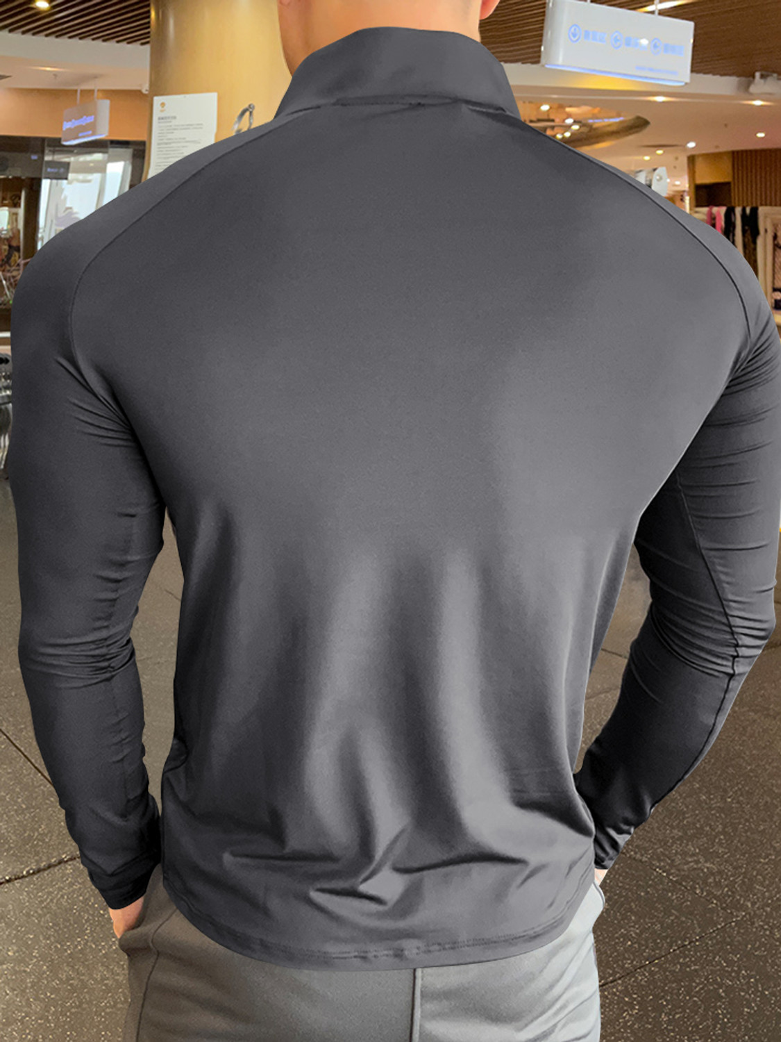 Image of EyeBogler Colorblock Men Zip Neck Multicolor T-Shirt