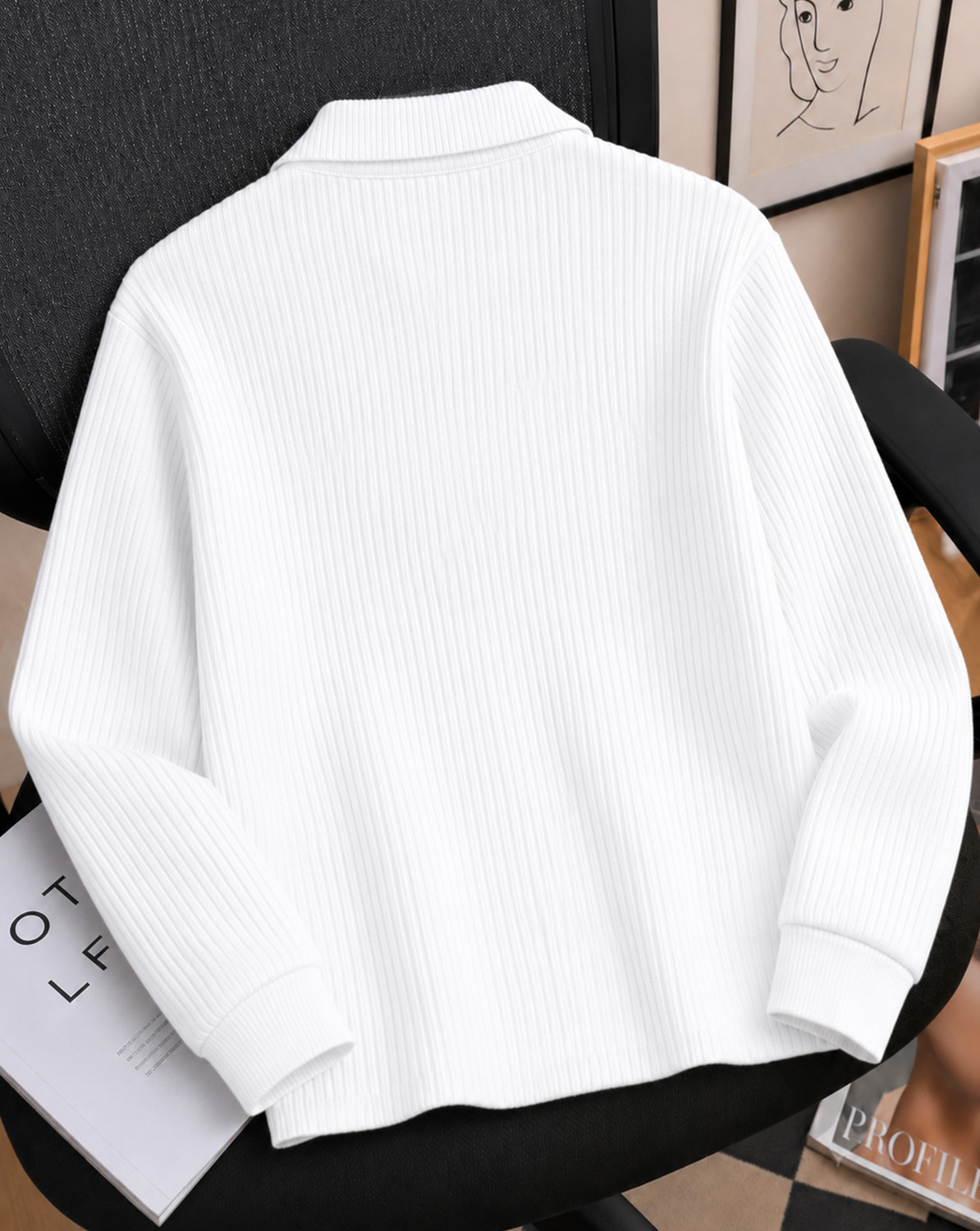 Image of Flipkart SmartBuy Self Design Men Zip Neck White T-Shirt
