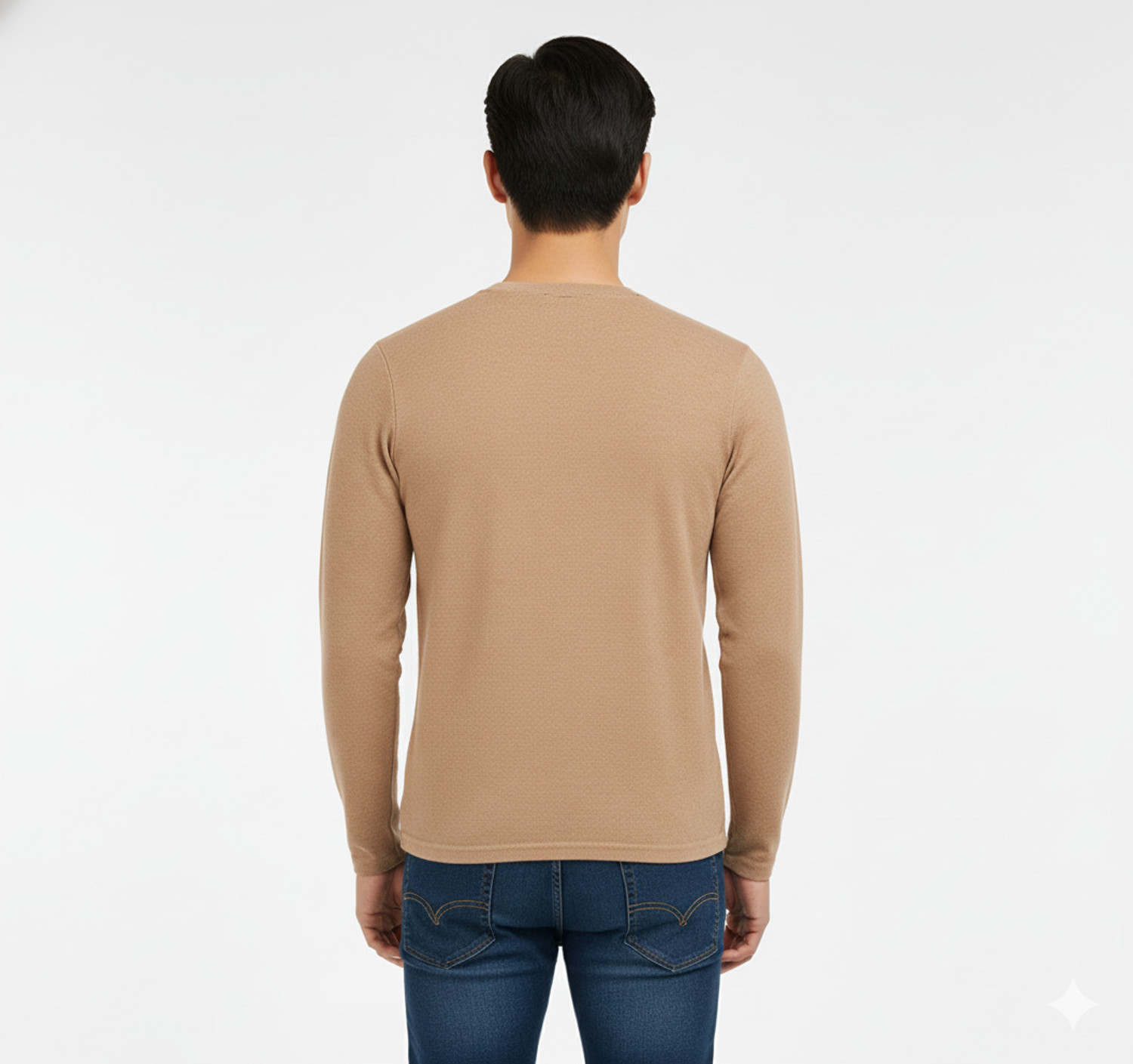 Image of Try This Geometric Print Men Round Neck Beige T-Shirt