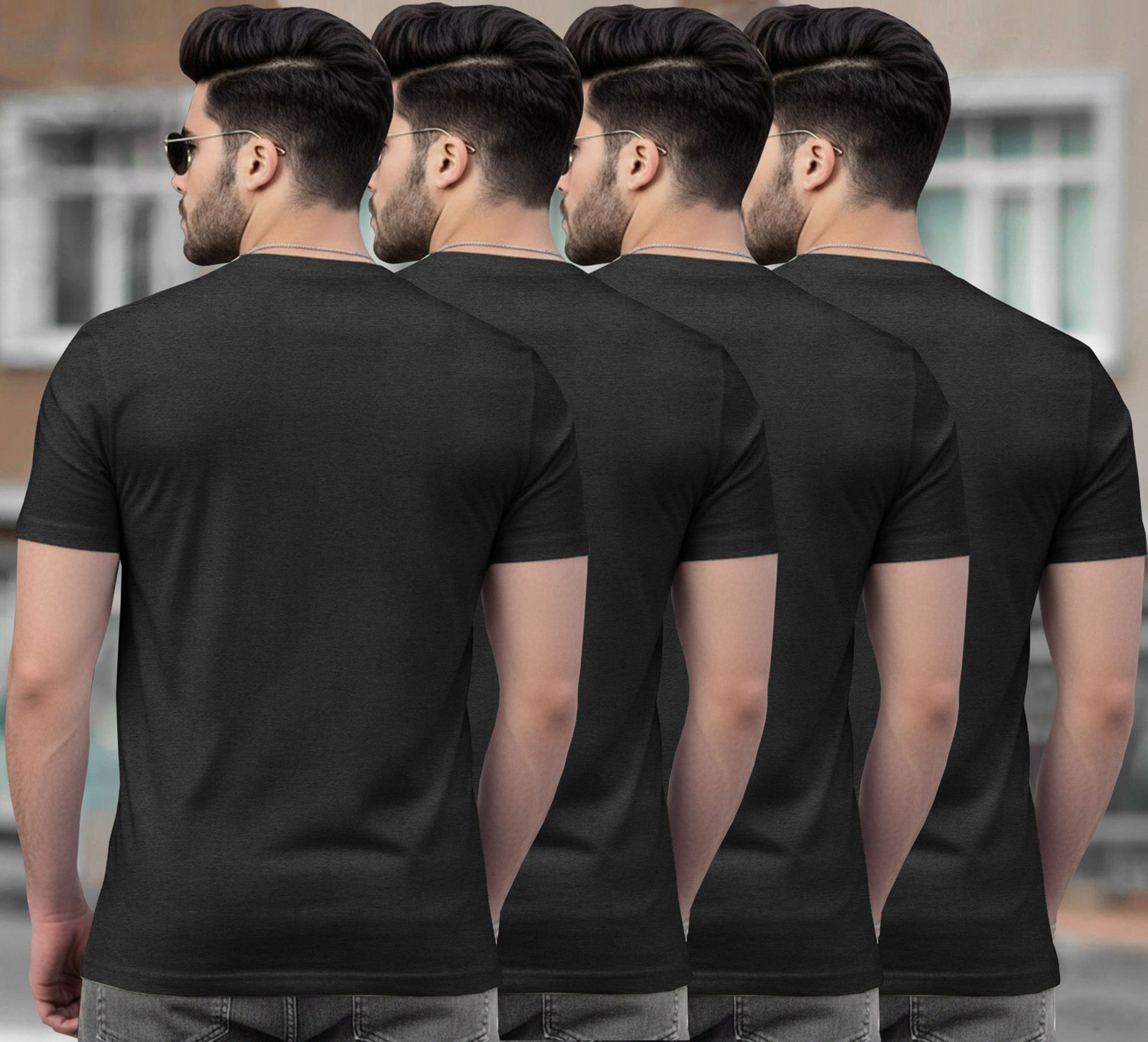 Image of TRIPR Solid Men Round Neck Black T-Shirt
