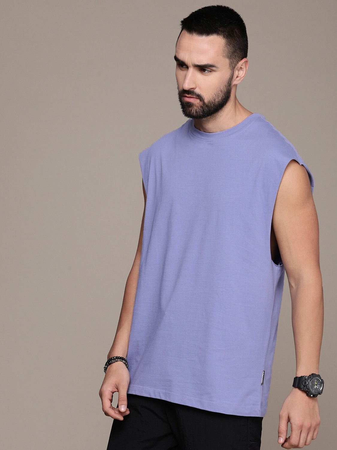 Image of Roadster Solid Men Round Neck Purple T-Shirt