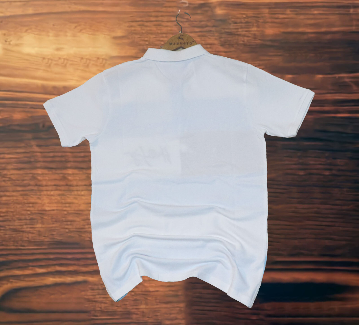 Image of Magneto Striped Men Polo Neck White T-Shirt