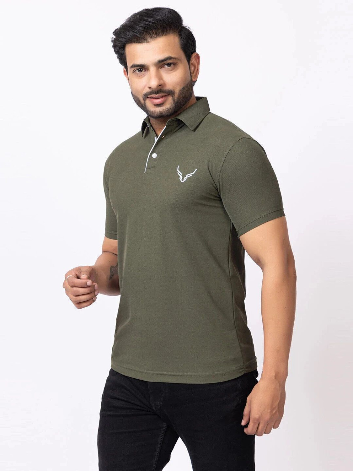 Image of BUFFARO Solid Men Polo Neck Multicolor T-Shirt