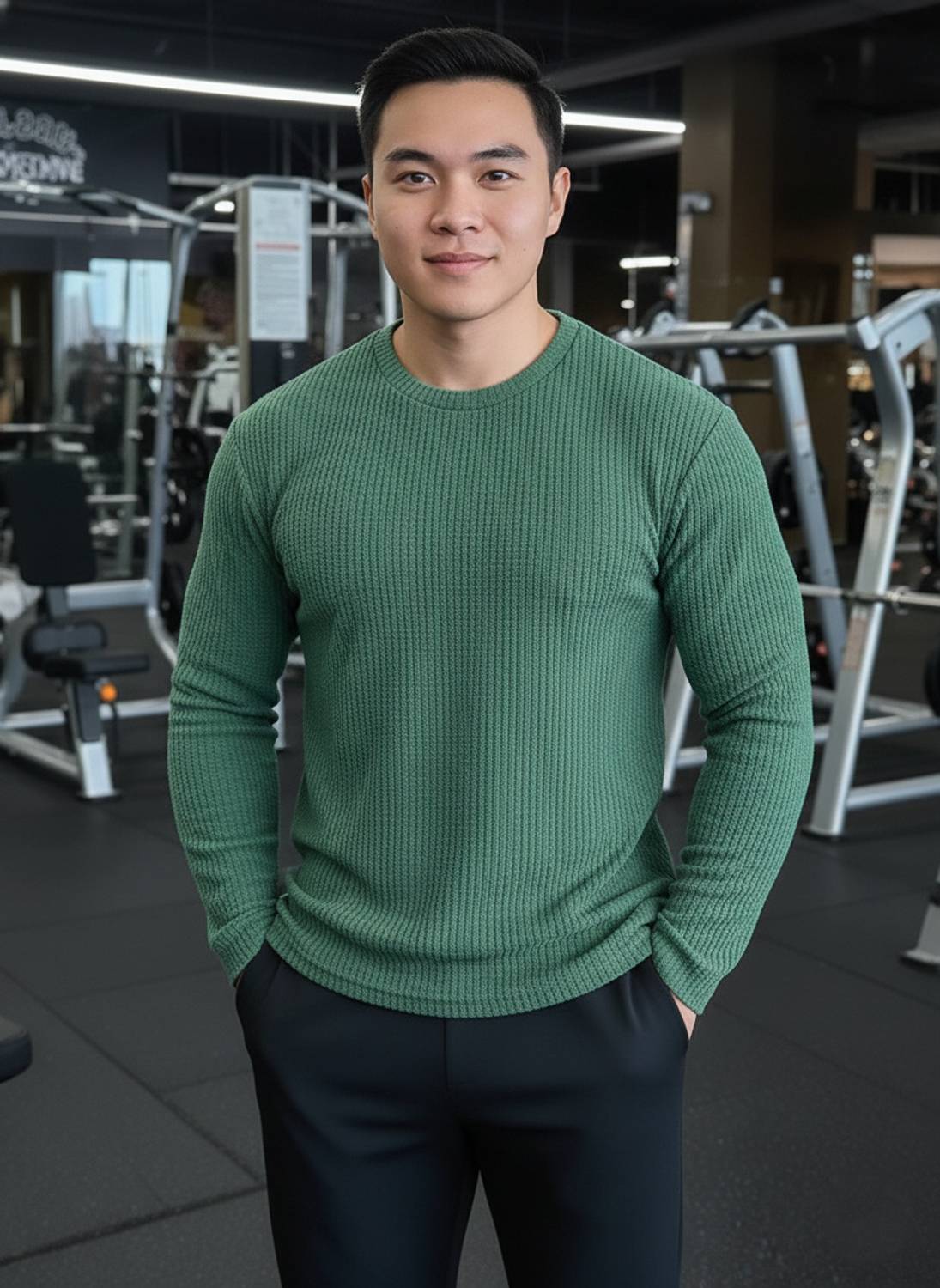 NUNO Self Design Men Round Neck Green T-Shirt