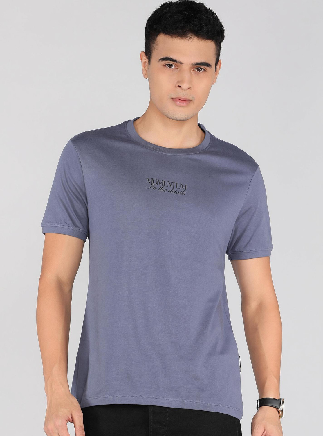 Image of Roadster Graphic Print Men Round Neck Blue T-Shirt