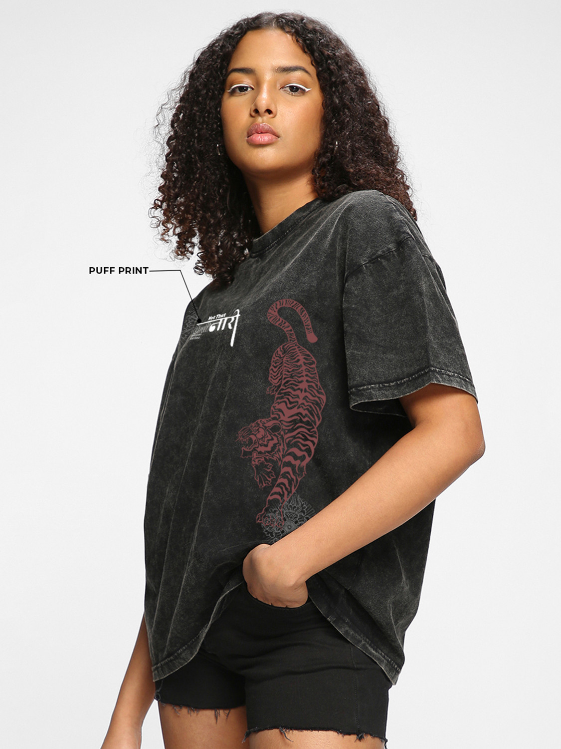 Image of BEWAKOOF Graphic Print Women Round Neck Black T-Shirt