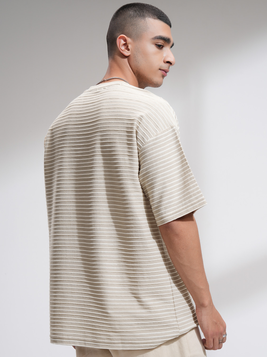Image of HIGHLANDER Printed Men Round Neck Beige T-Shirt