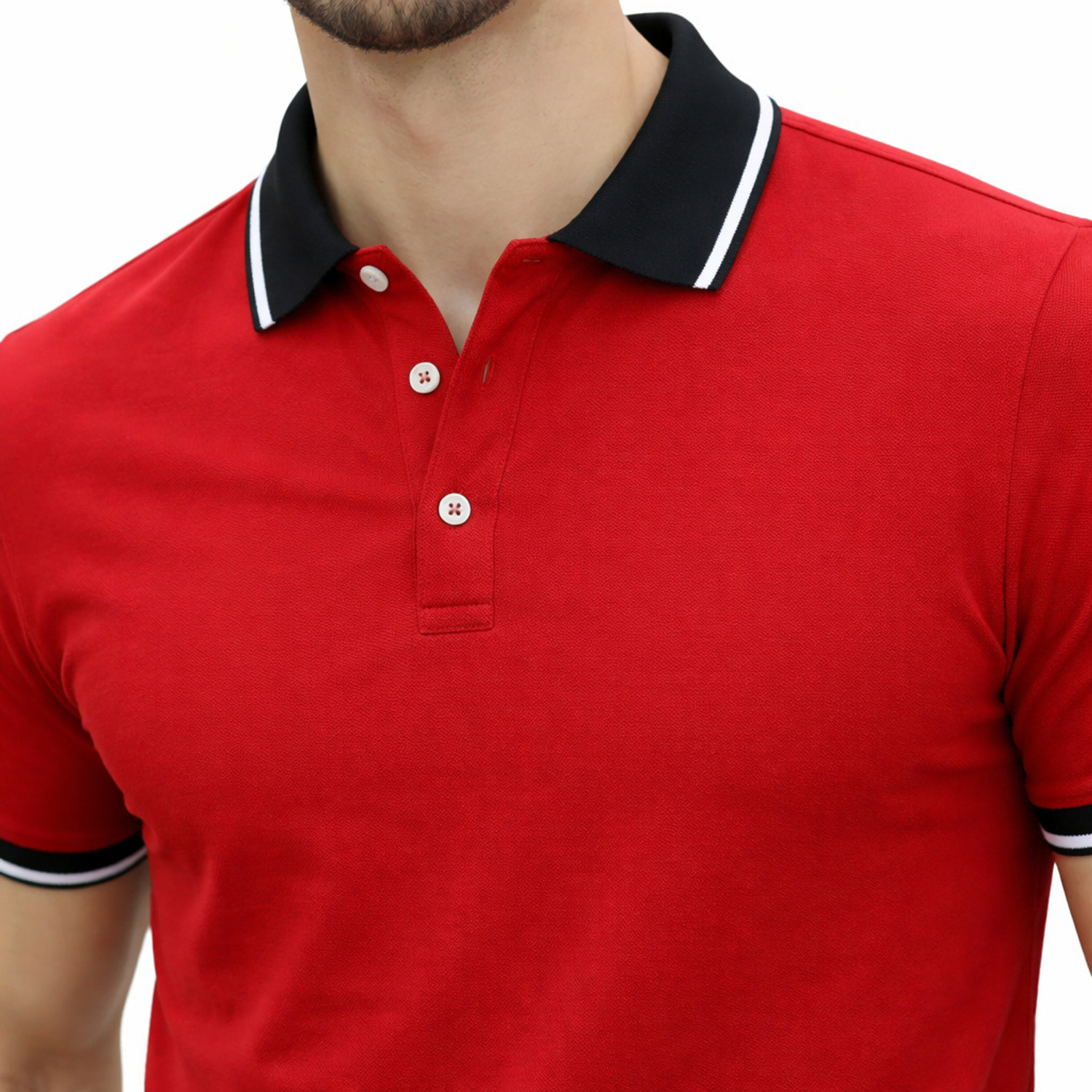 Image of true habit Colorblock Men Polo Neck Black T-Shirt