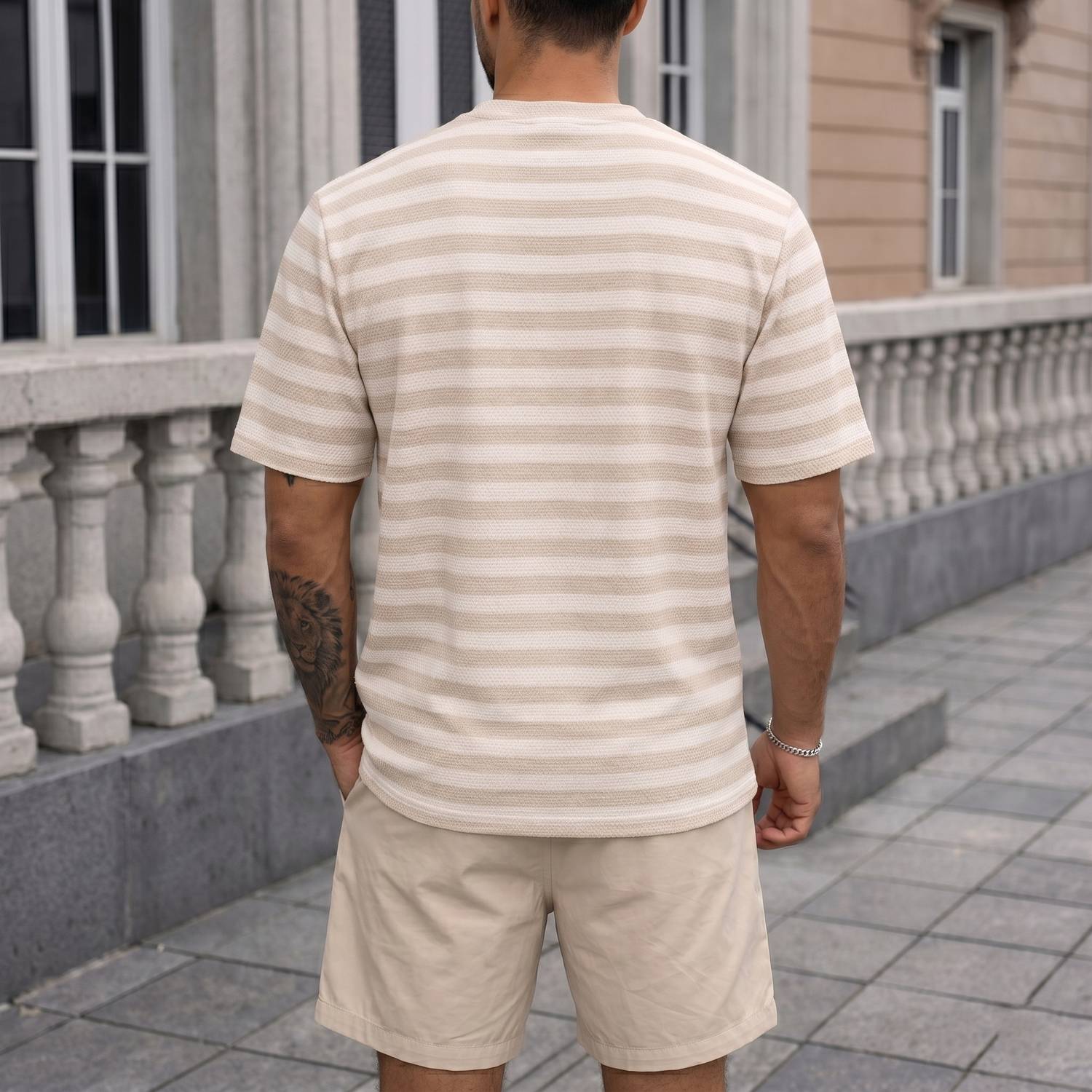 HEA7ENS Striped Brown T-Shirt - Image 2