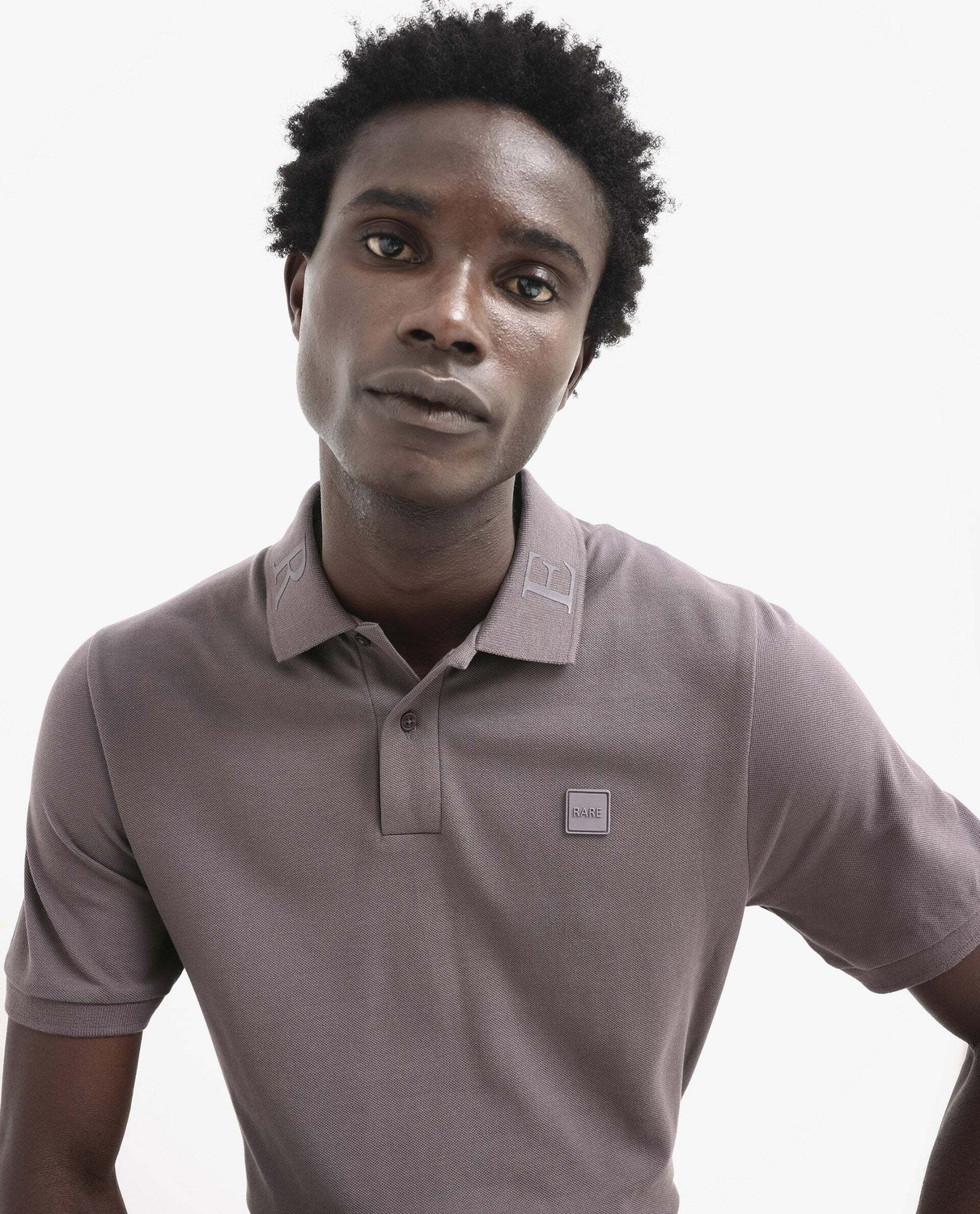 Image of RARE RABBIT Men Solid Polo Neck Cotton Blend Purple T-Shirt