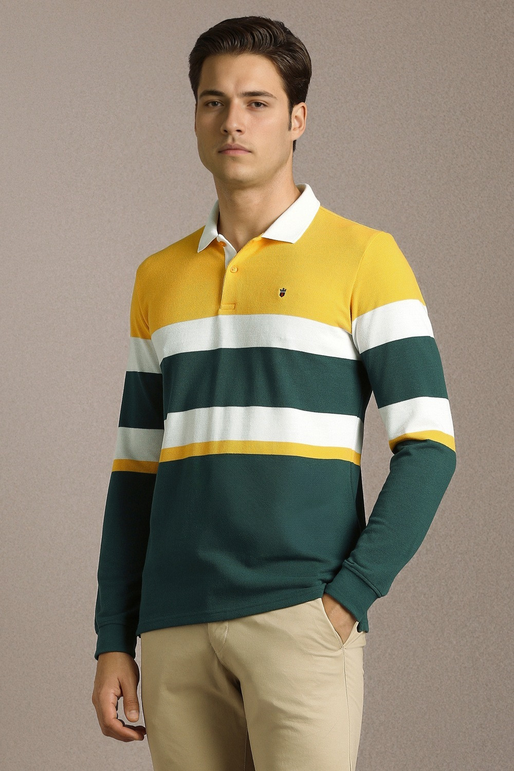 Image of LOUIS PHILIPPE Striped Men Polo Neck Multicolor T-Shirt