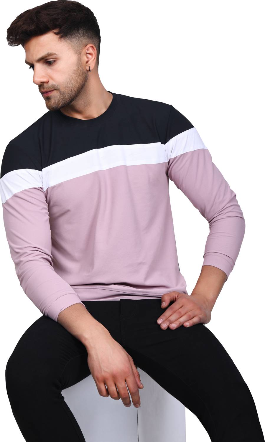 BADOS Colorblock Men Round Neck Multicolor T-Shirt