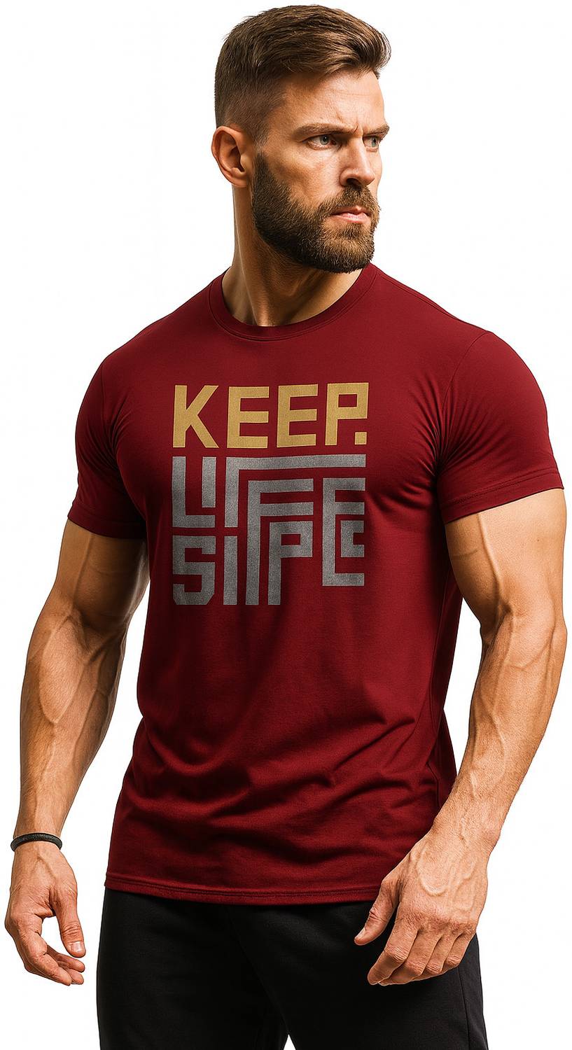 3colors Printed Men Round Neck Maroon T-Shirt