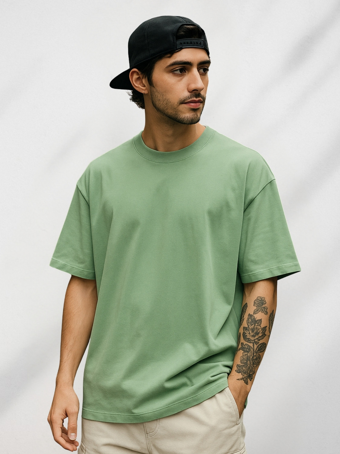 Image of TOXA Solid Men Round Neck Green T-Shirt