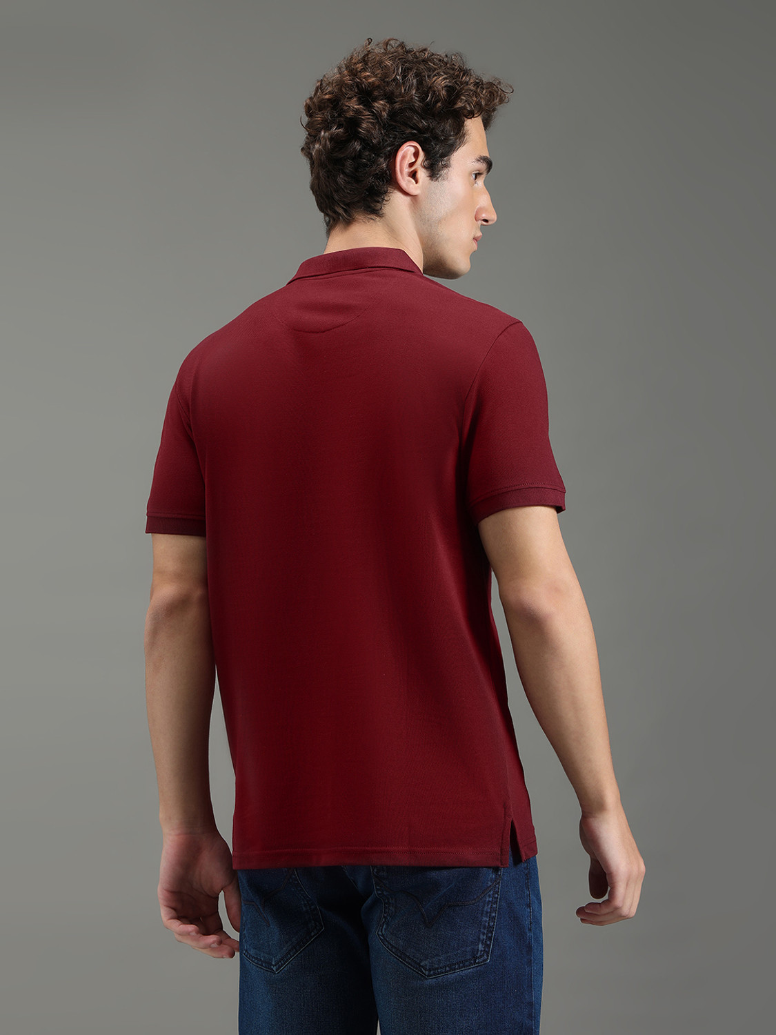 Image of Pepe Jeans Self Design Men Polo Neck Red T-Shirt