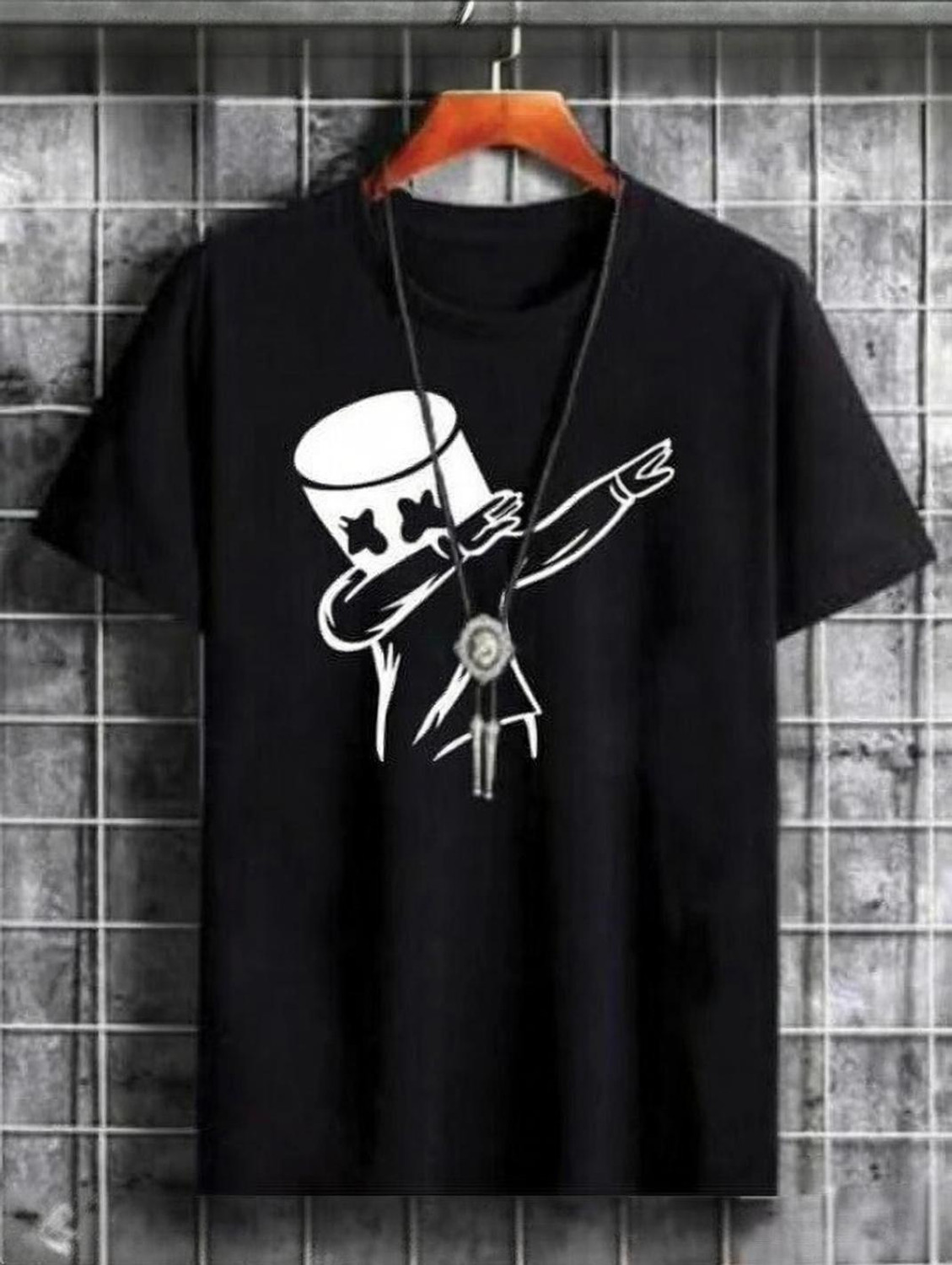Image of stylesmyth Printed Men Round Neck Black T-Shirt