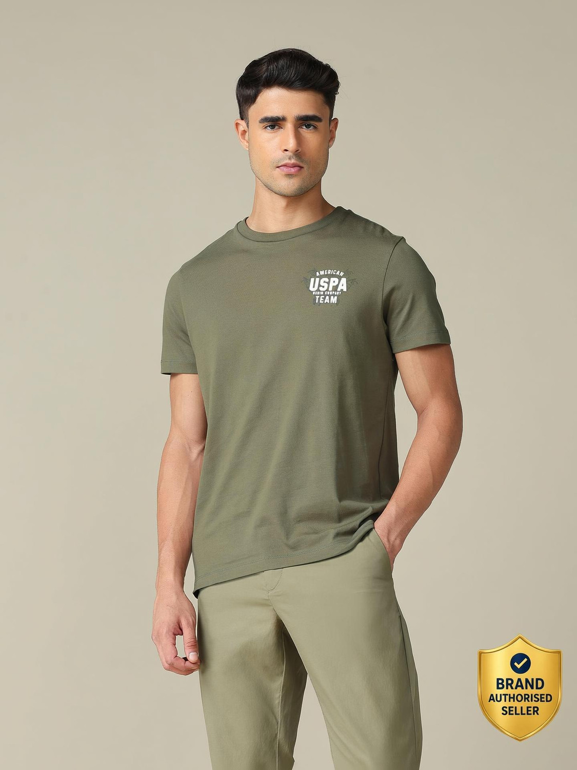 Image of U.S. Polo Assn. Denim Co. Graphic Print Men Crew Neck Green T-Shirt