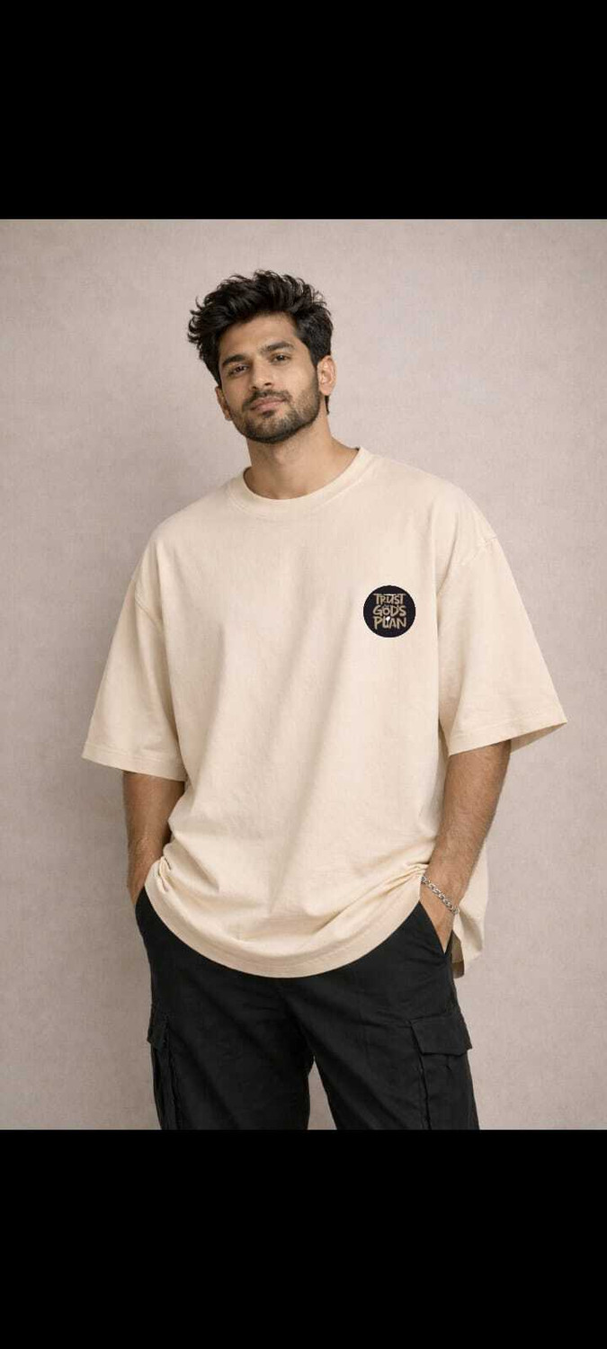 Image of Royaltees Printed Men Round Neck Beige T-Shirt