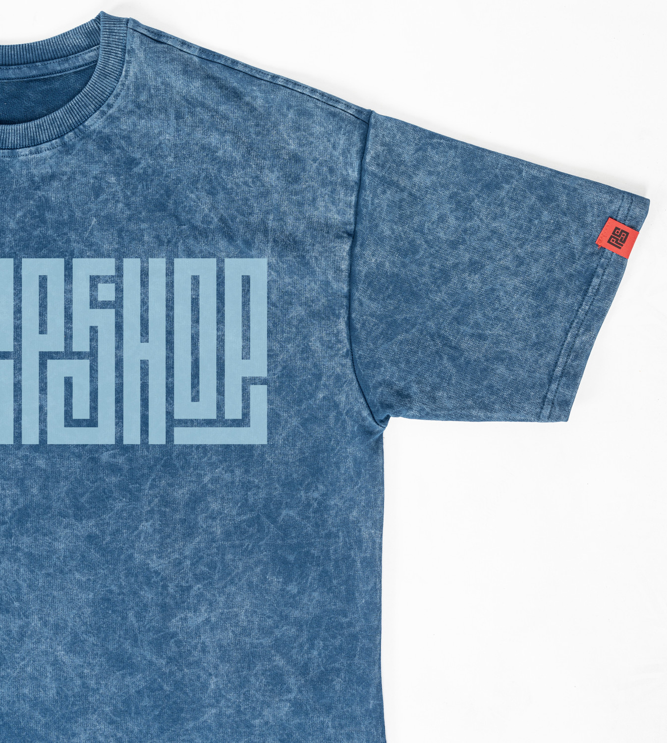 Image of poppshop Printed, Washed Men Round Neck Blue T-Shirt