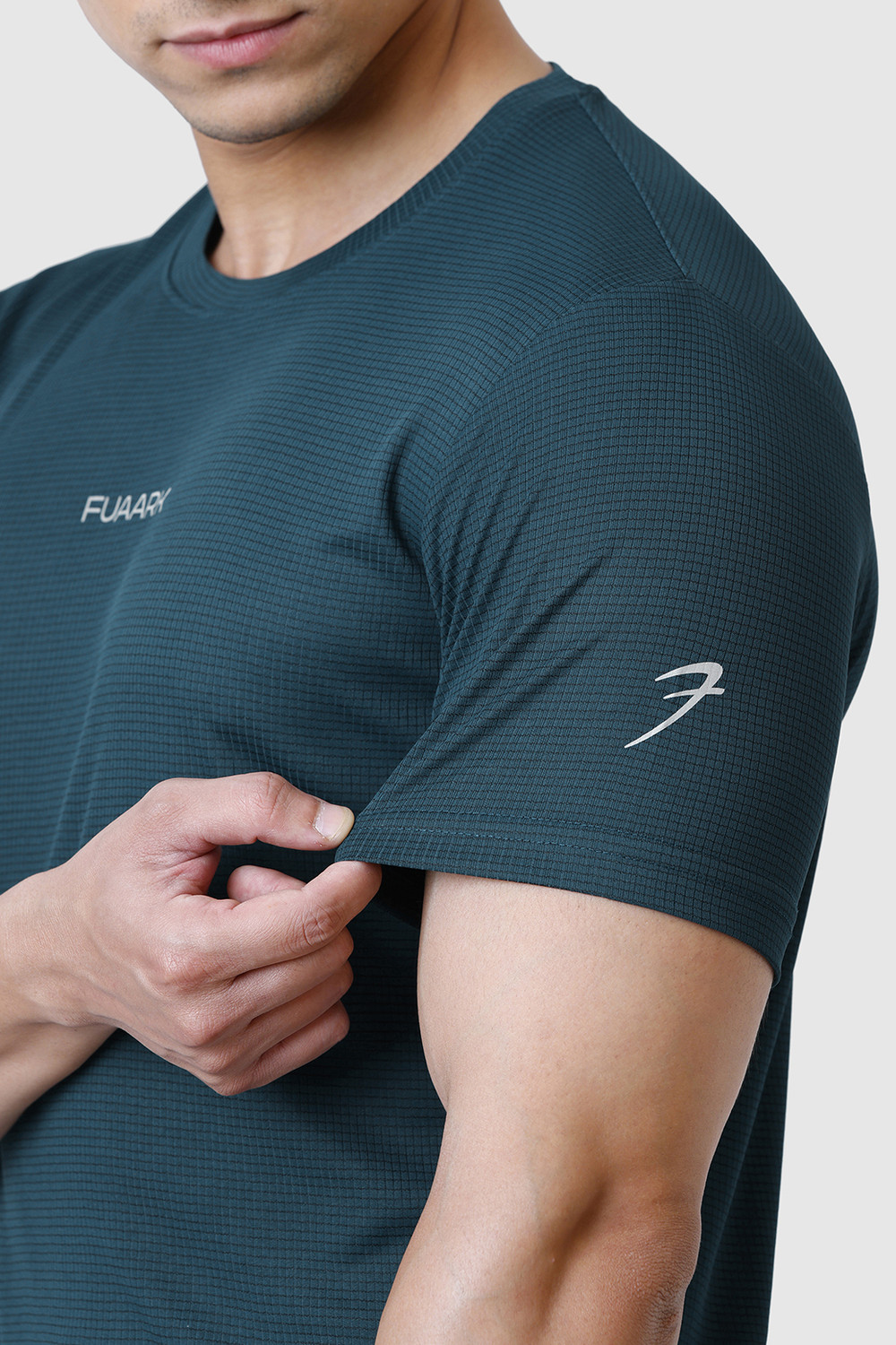 Image of FuaarK Checkered Men Round Neck Dark Green T-Shirt