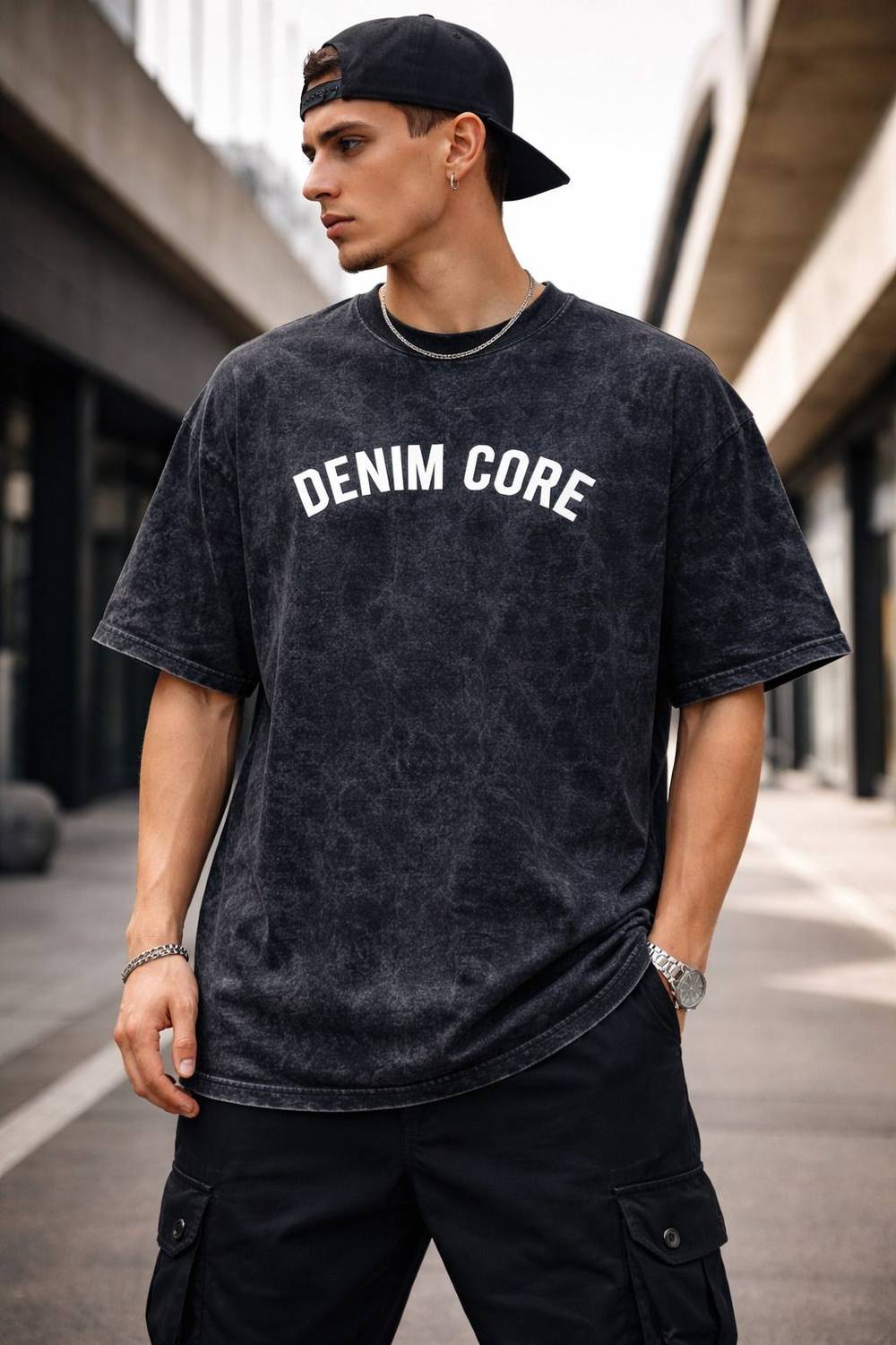 INN Men Black, Blue Round Neck T-Shirt - Image 1
