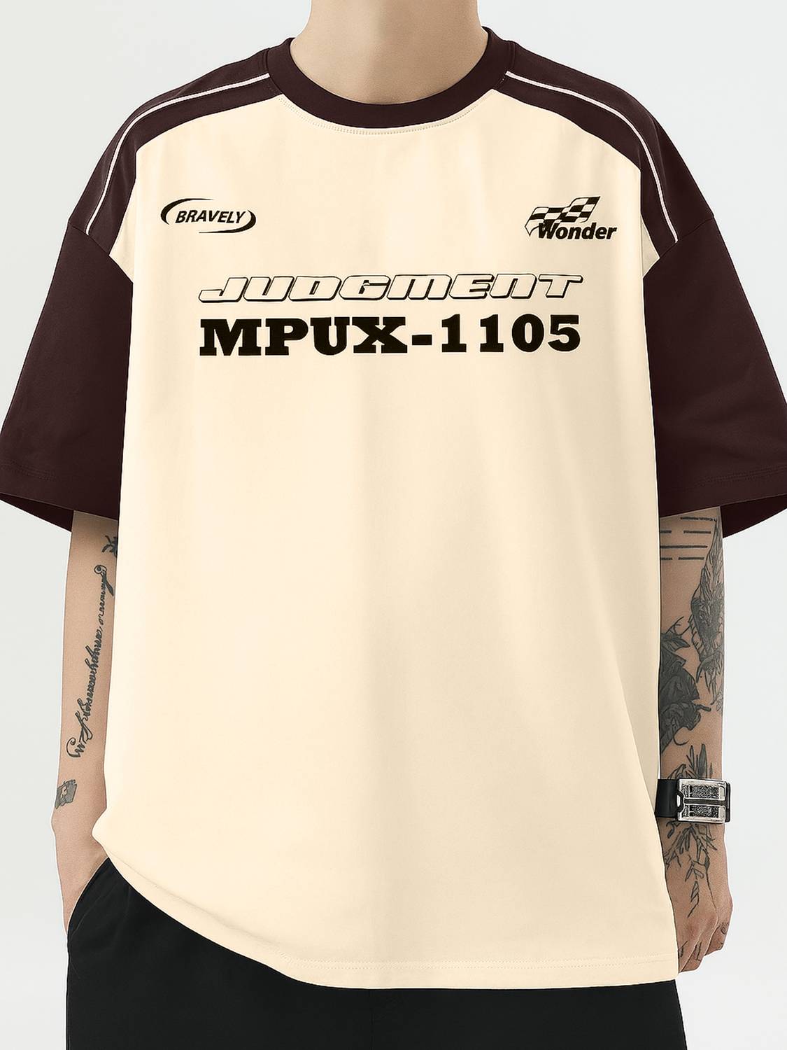 Jump Cuts Printed Men Round Neck Beige T-Shirt