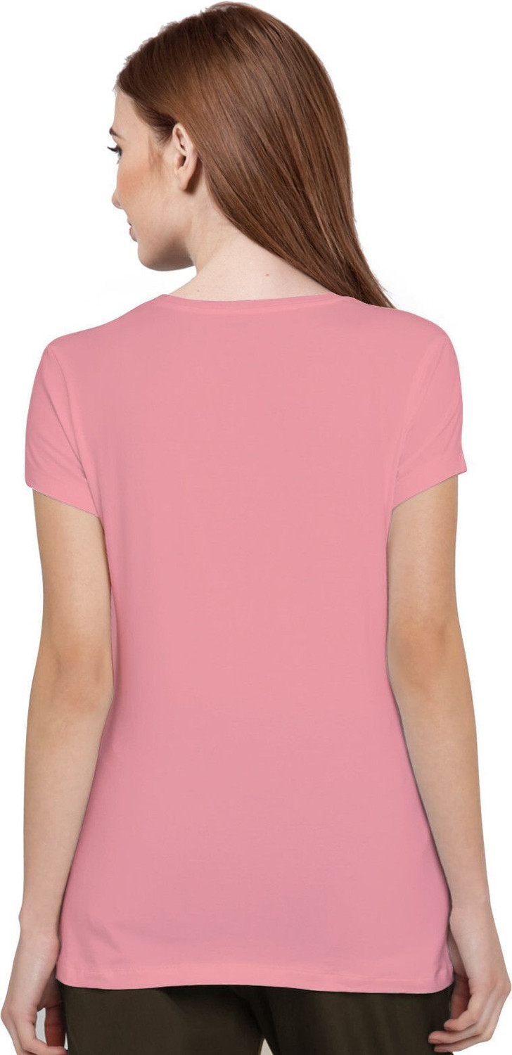 Image of Stylimo Typography Women Round Neck Pink T-Shirt