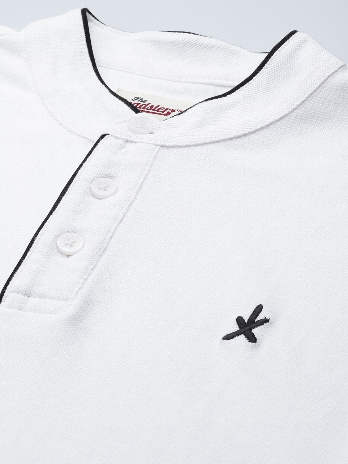Image of Roadster Solid Men Mandarin Collar White T-Shirt