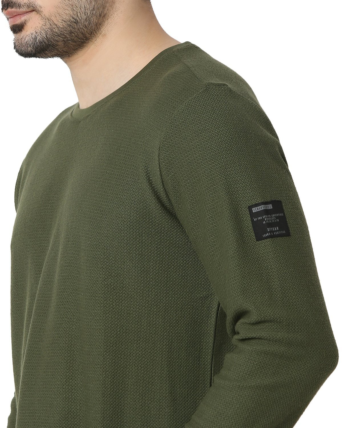 Image of Spykar Solid Men Round Neck Green T-Shirt