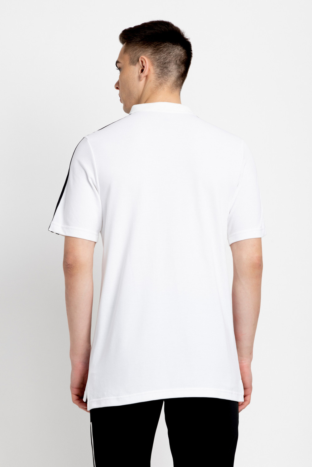 Image of ADIDAS Striped Men Polo Neck White T-Shirt