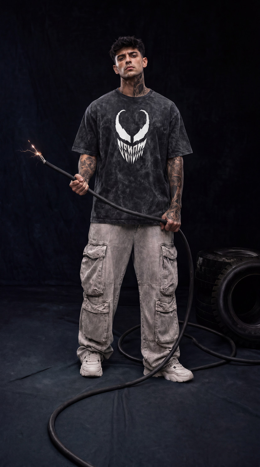 Image of Woops studio! Printed Men Crew Neck Grey T-Shirt