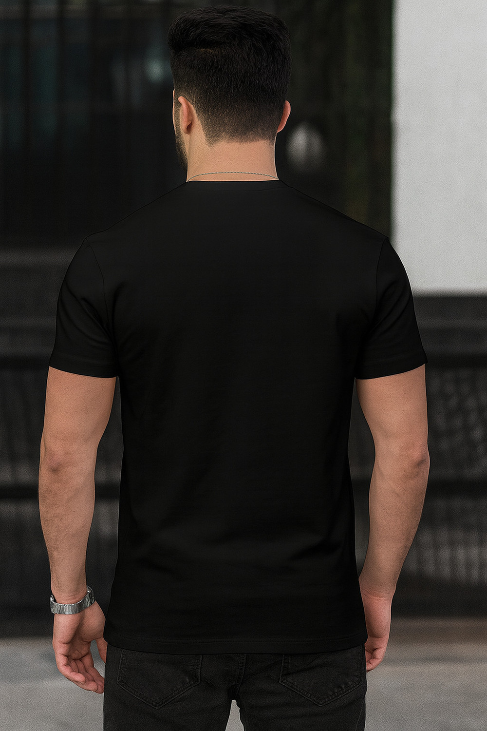 Image of ELABOT Solid Men Round Neck Black T-Shirt