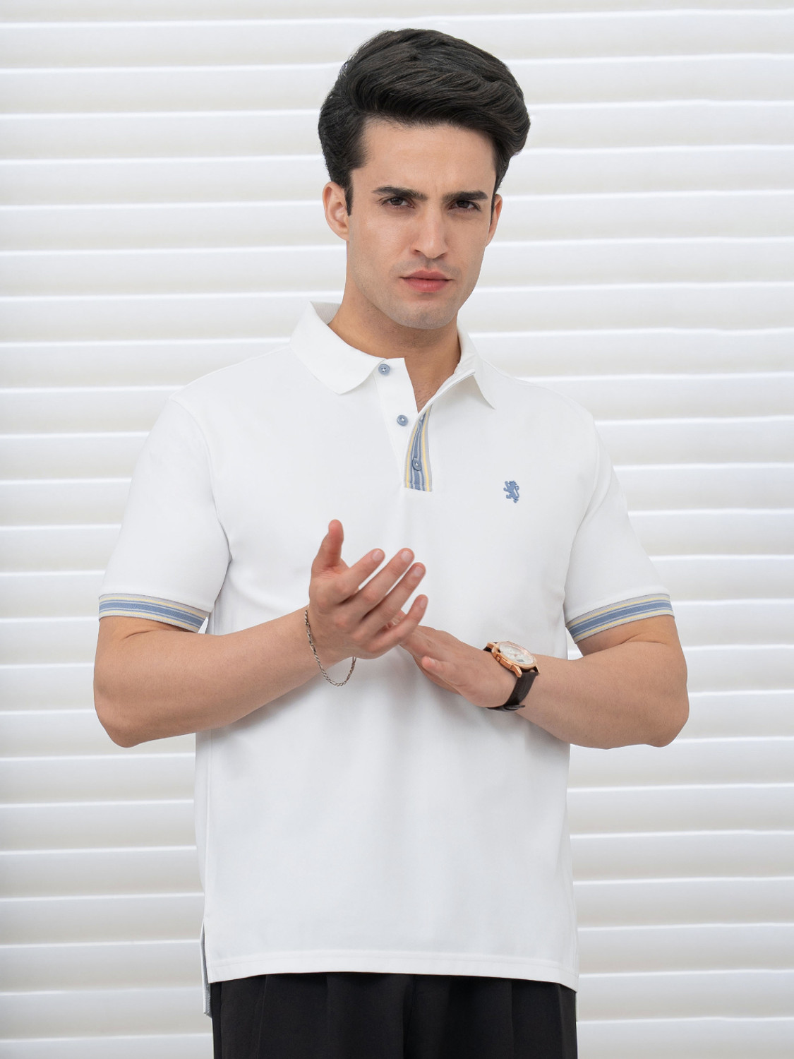 Image of RED TAPE Solid Men Polo Neck White T-Shirt