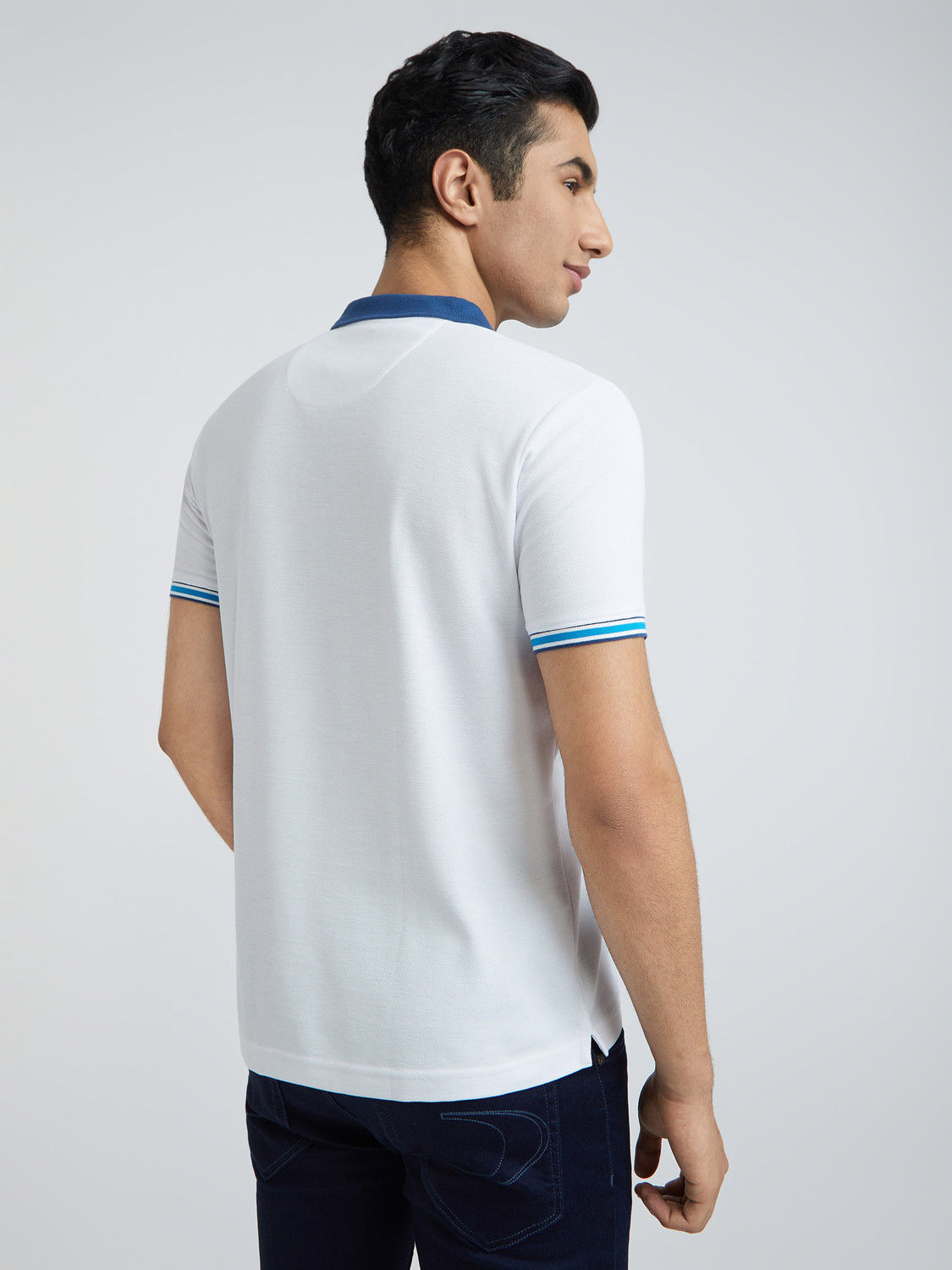 Image of PARK AVENUE Solid Men Polo Neck White T-Shirt