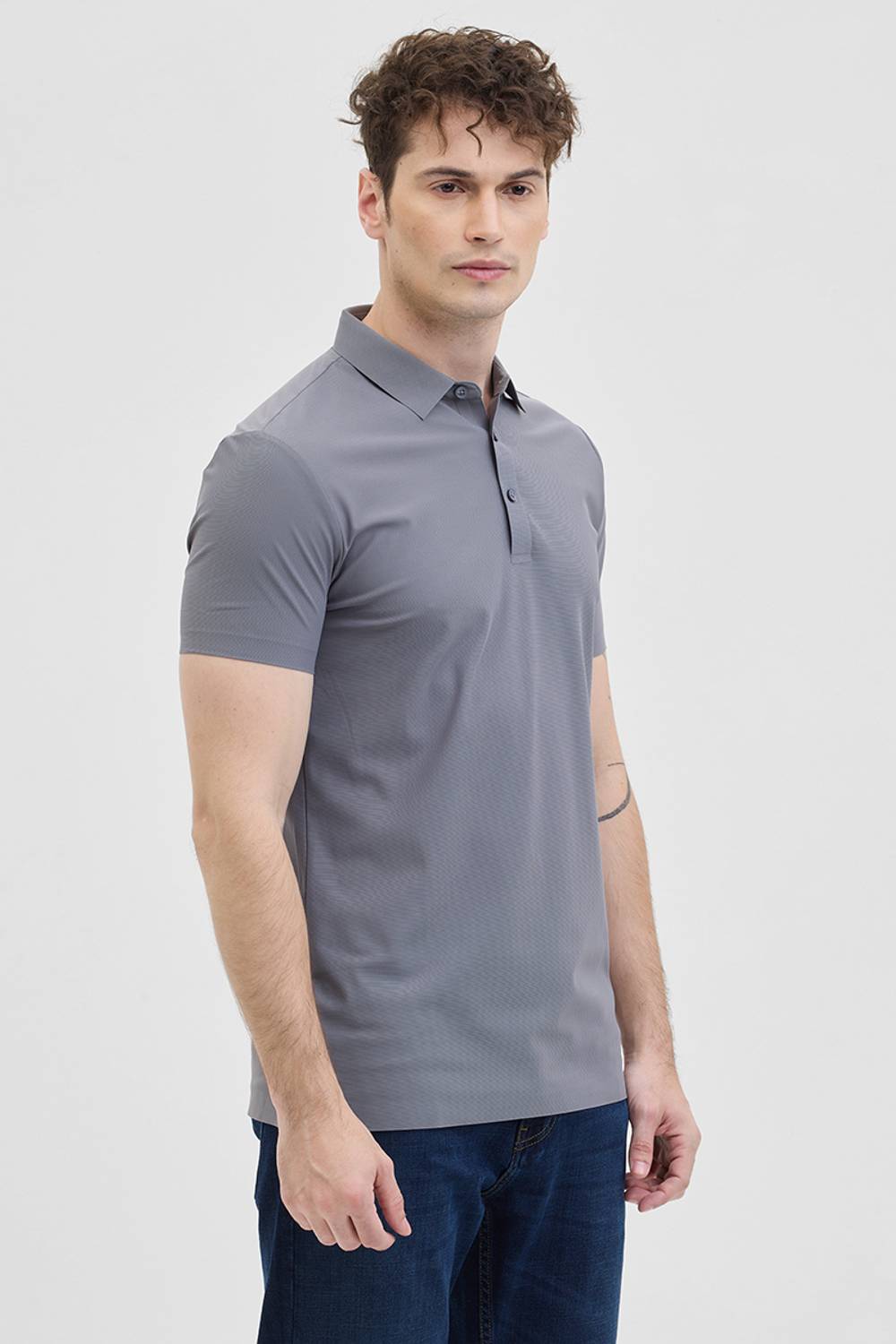 Snitch Men Grey Polo Neck T-Shirt - Image 5