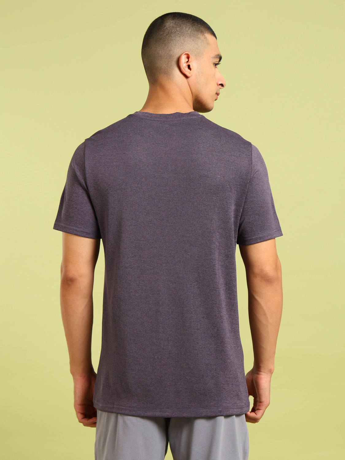 Image of TECHNOSPORT Solid Men Round Neck Purple T-Shirt