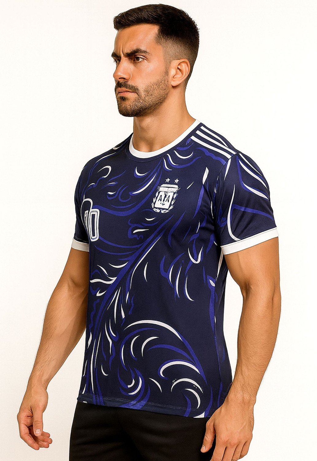 Image of BUGOAT Printed Men Round Neck Blue T-Shirt
