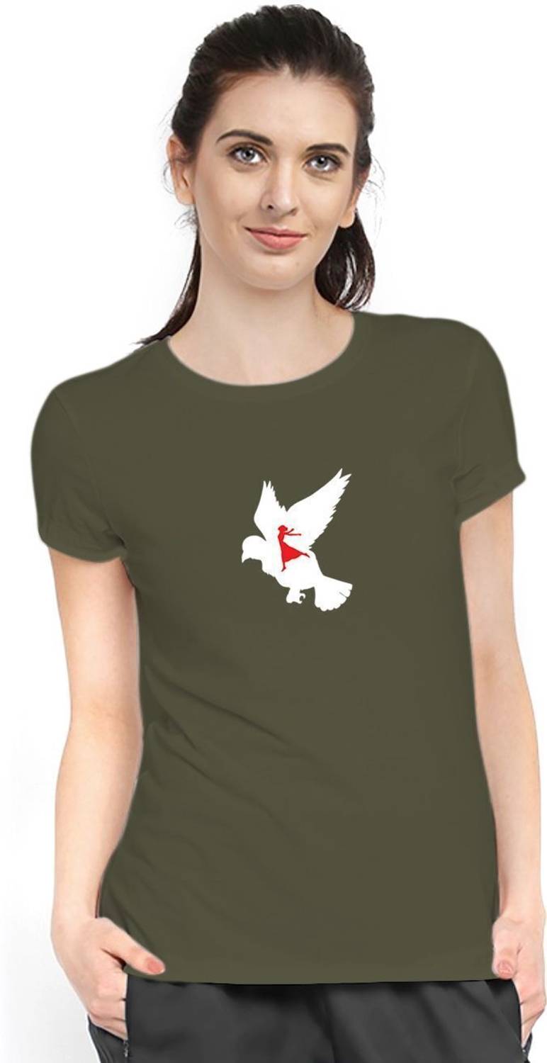 Stylimo Printed Women Round Neck Green T-Shirt
