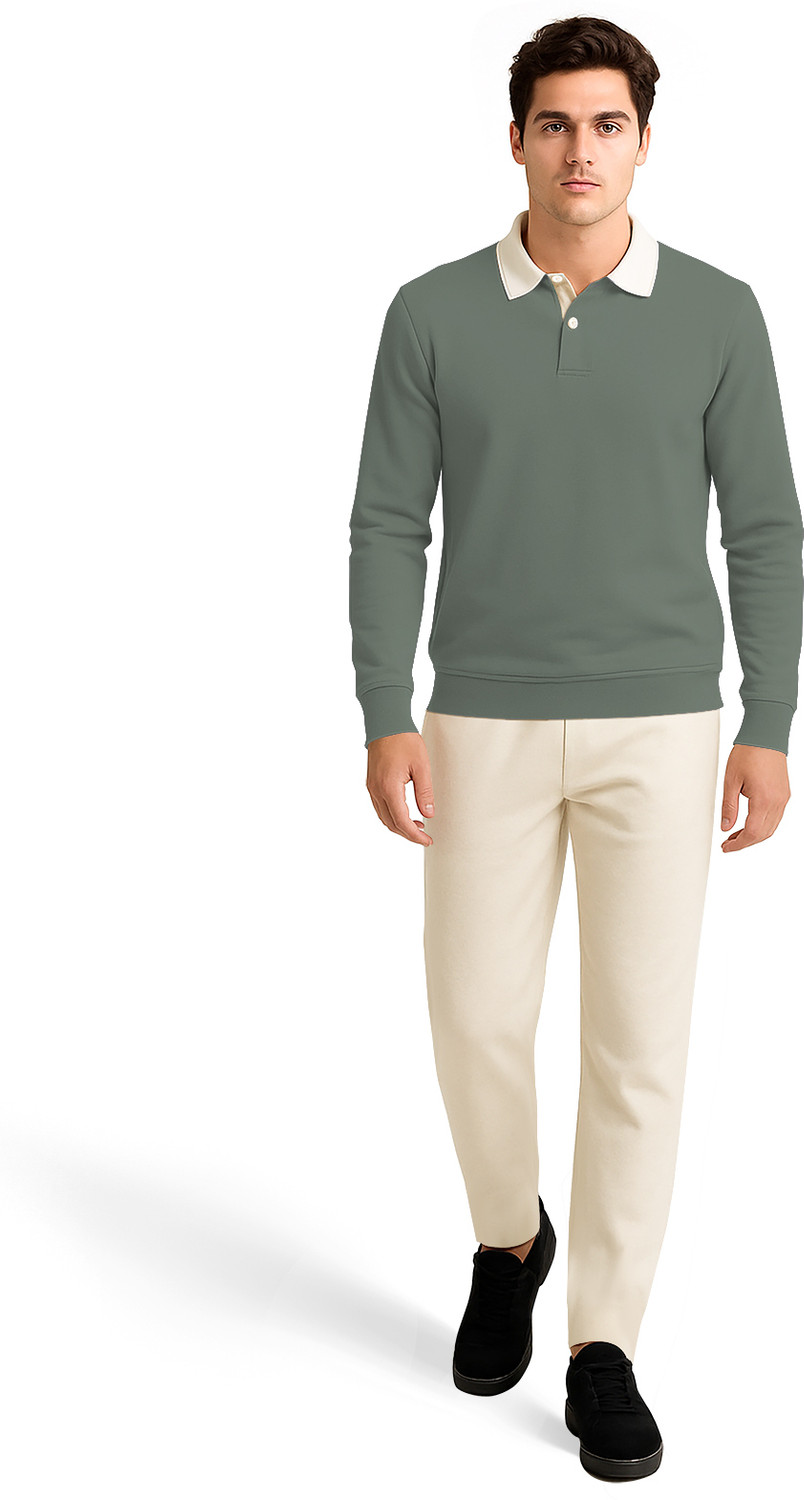 Image of Bullmer Solid Men Polo Neck Dark Green T-Shirt
