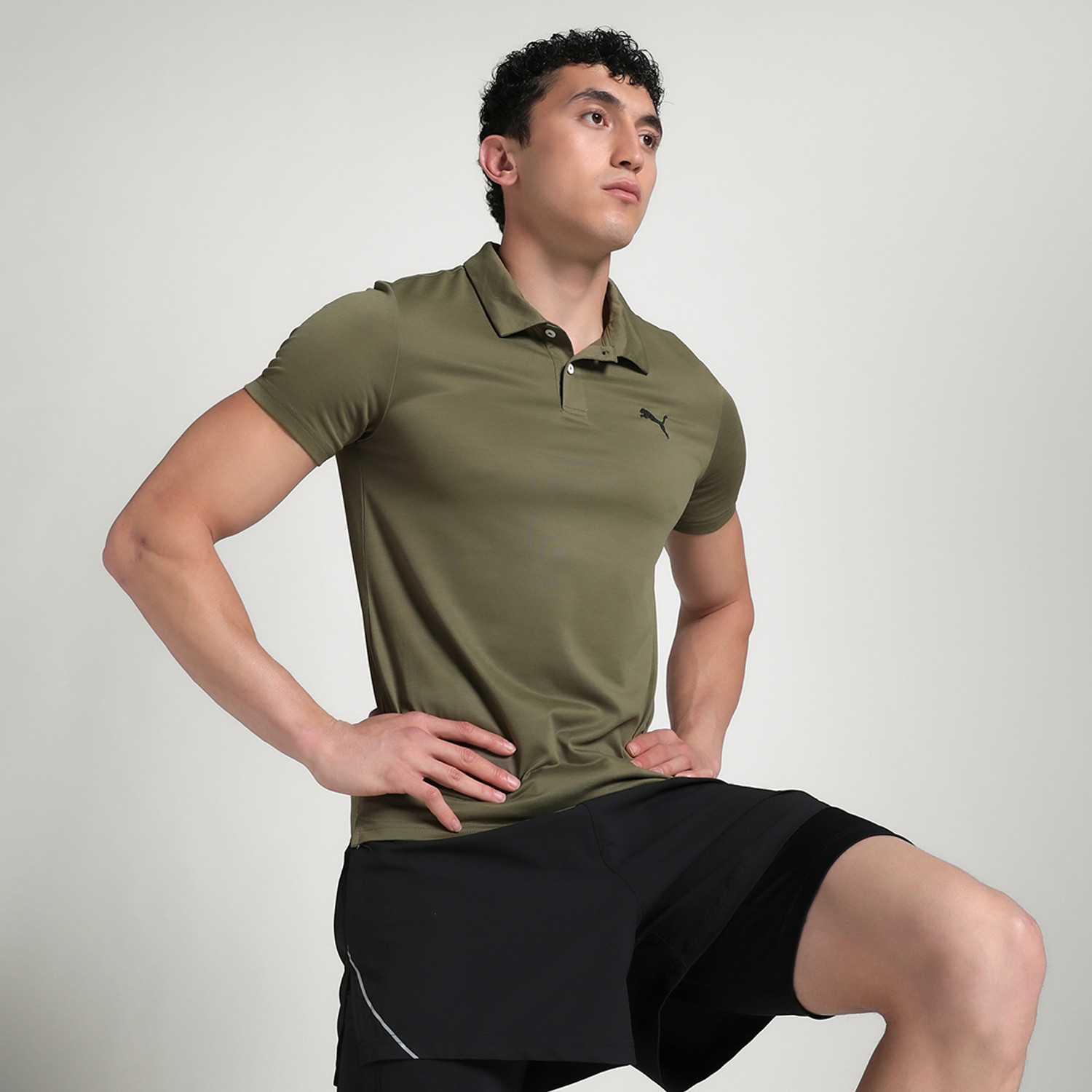 Image of PUMA Solid Men Polo Neck Green T-Shirt