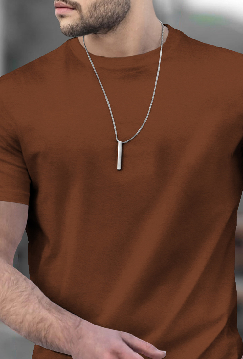 Image of TRIPR Solid Men Round Neck Brown T-Shirt