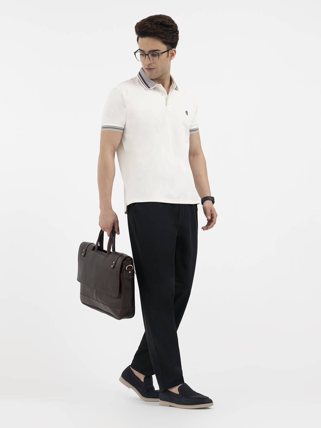 RED TAPE Men Beige Polo Neck T-Shirt - Image 5