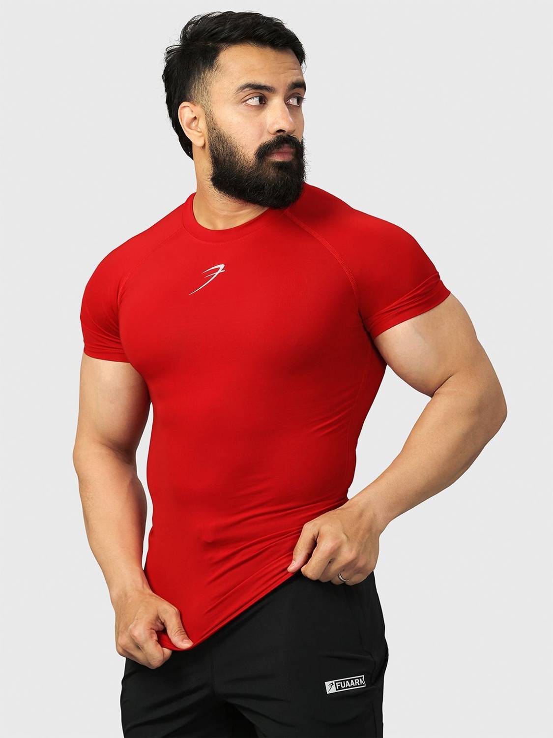 FuaarK Men Red Round Neck T-Shirt