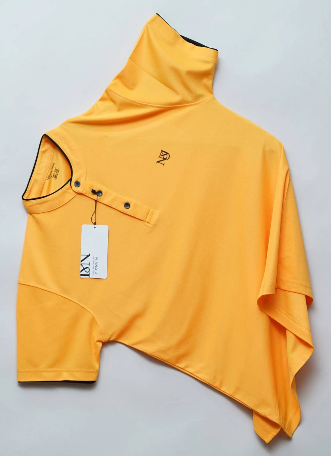 N AND J Men Solid Henley Neck Polycotton Yellow T-Shirt
