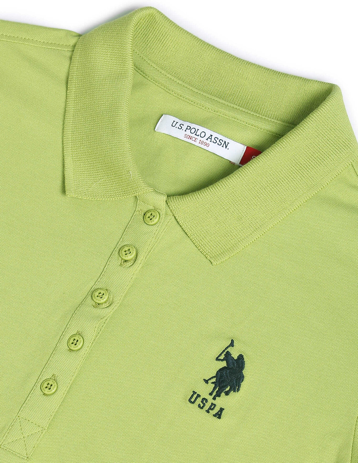 Image of U.S. POLO ASSN. Solid Women Polo Neck Green T-Shirt