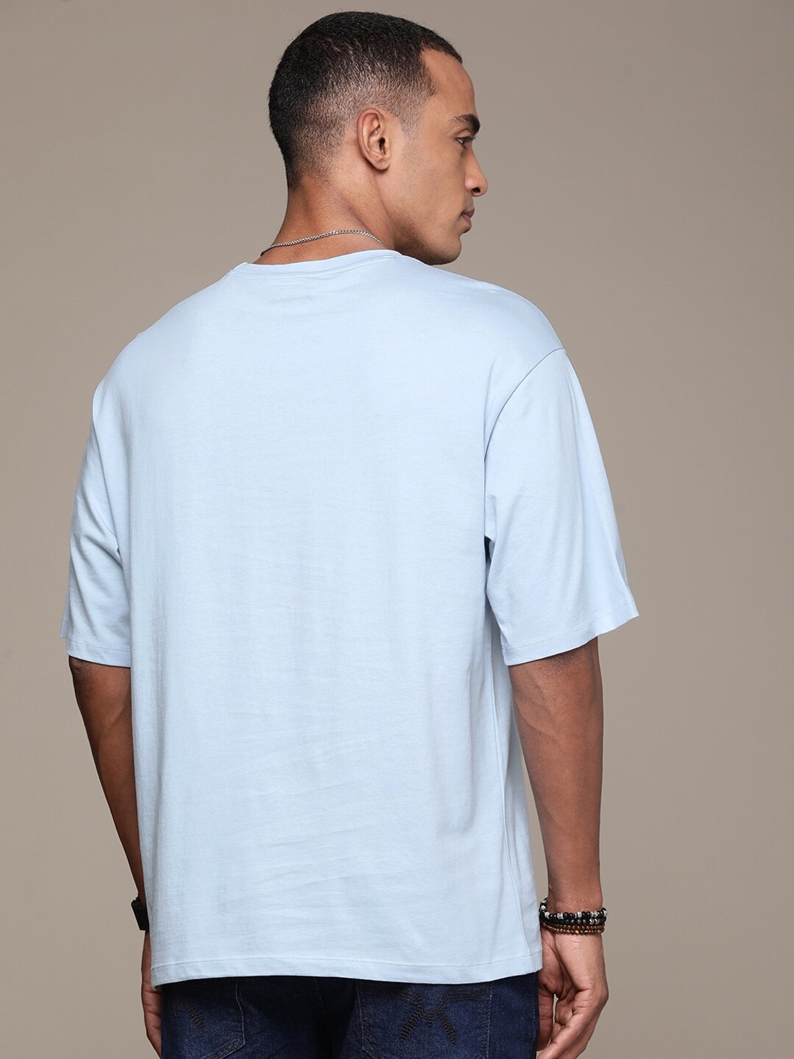 Image of Roadster Printed Men Round Neck Blue T-Shirt