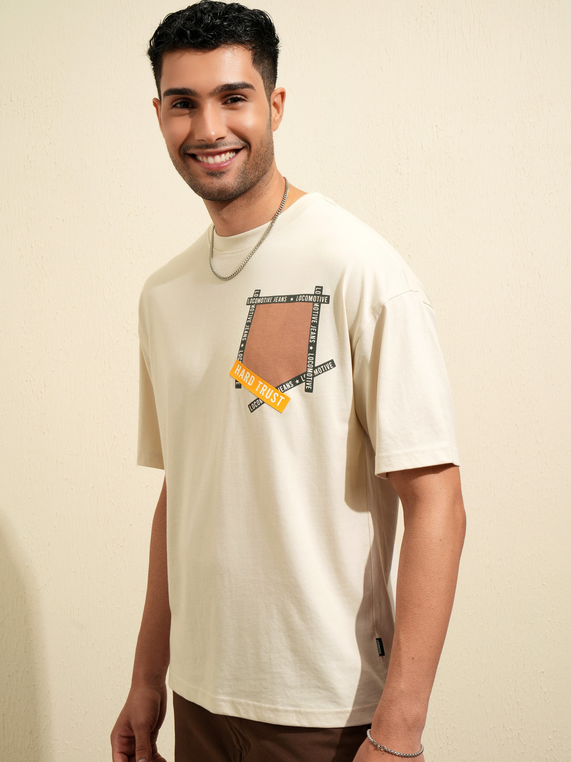 Image of LOCOMOTIVE Printed Men Round Neck White T-Shirt