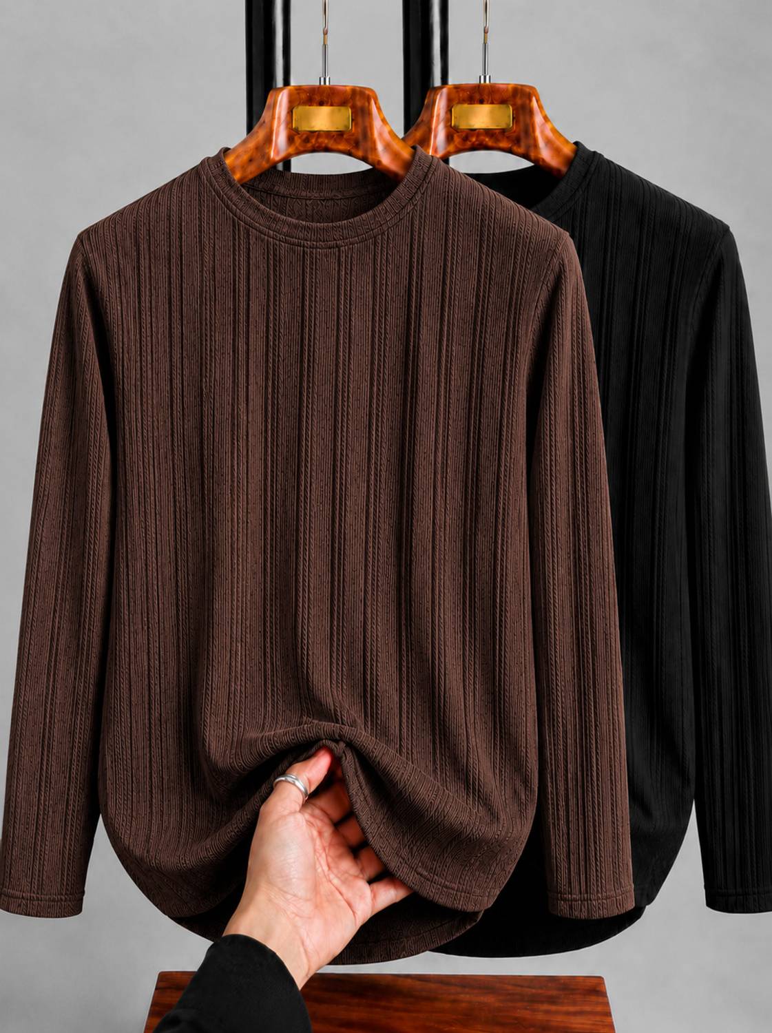 mozero Men Black, Brown Round Neck T-Shirt Pack of 2 - Image 1